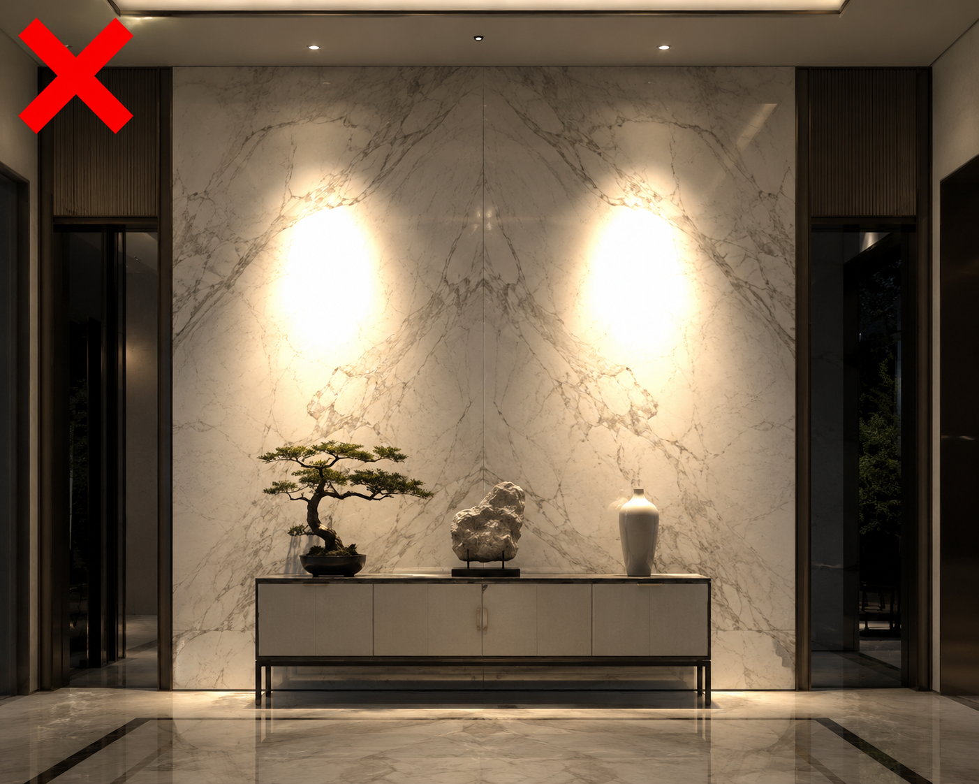 Không chiếu spotlight quá trực diện vào mặt đá
