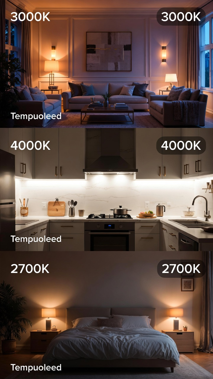 Sự khác biệt của nội thất gỗ óc chó dưới các nhiệt độ màu ánh sáng khác nhau