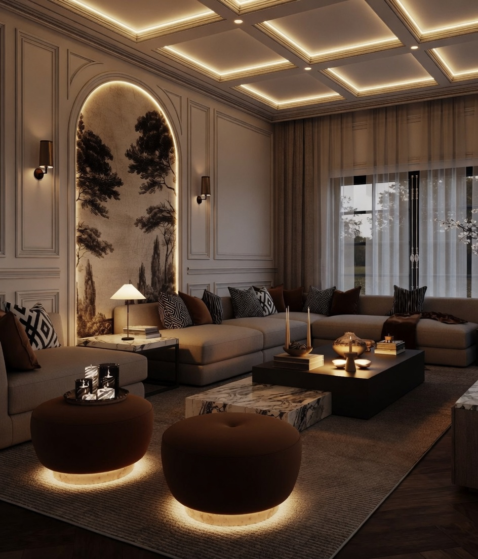 tiêu chuẩn ánh sáng phòng khách biệt thự
