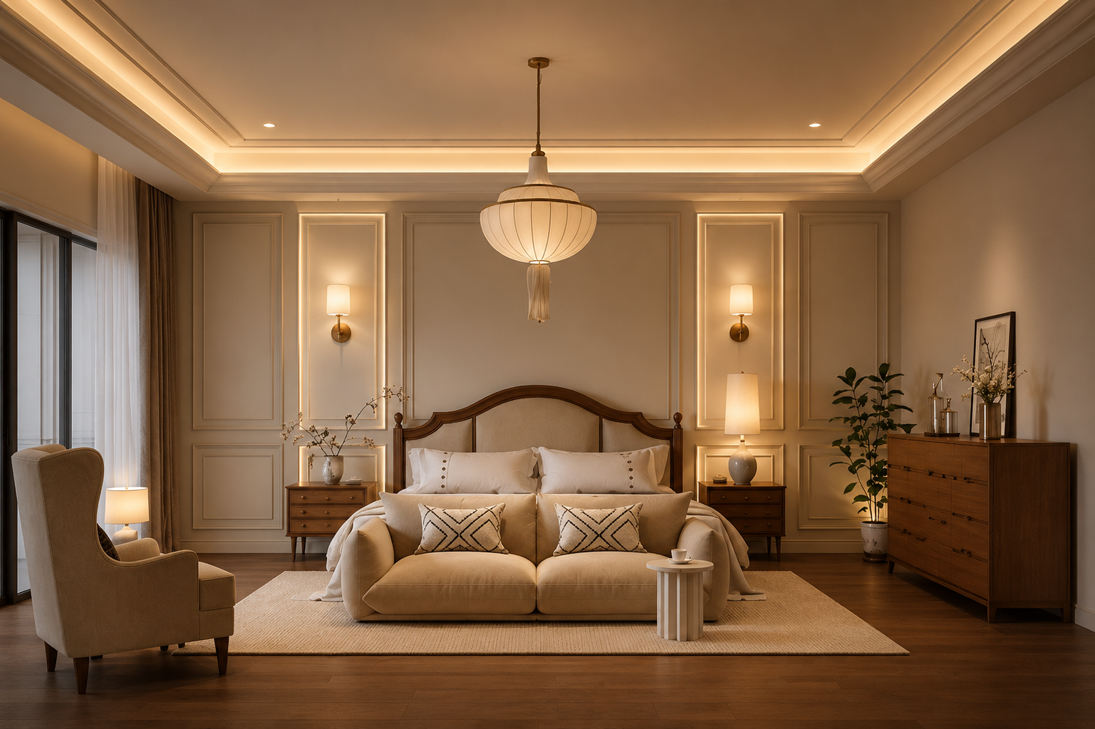 Ánh sáng không gian master suite biệt thự cao cấp ProLux