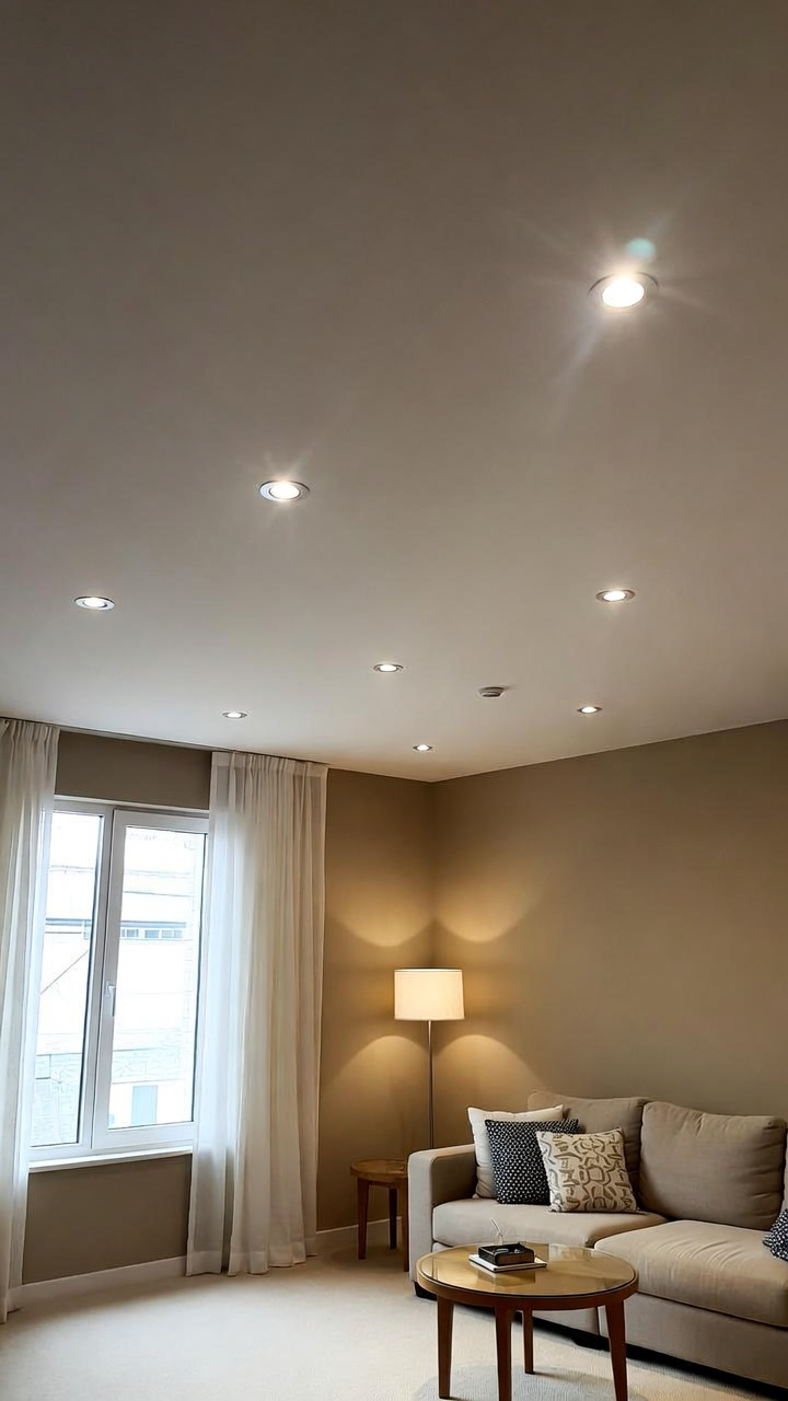 Hệ thống đèn âm trần downlight lắp đặt quá dày đặc trên trần thạch cao 