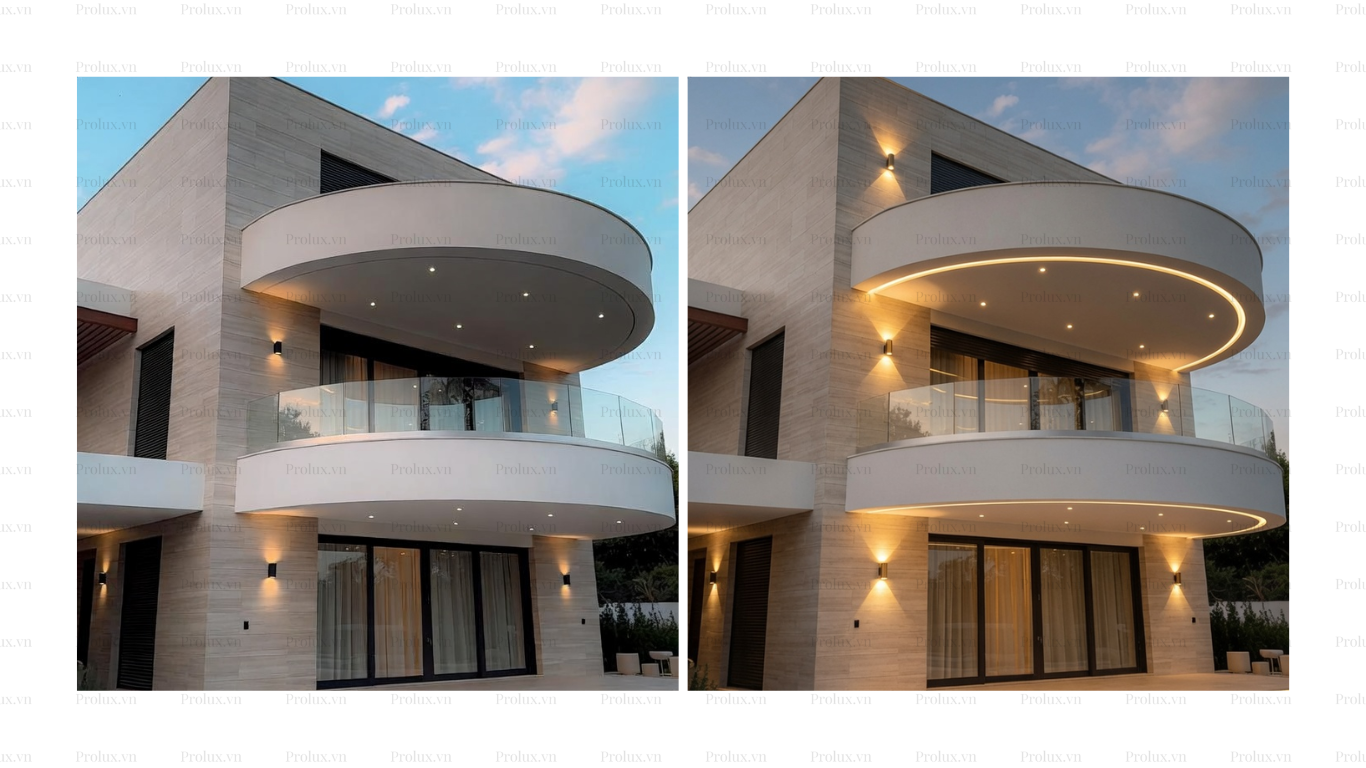 Chuyên gia ProLux đang sử dụng thiết bị đo quang học chuyên dụng để khảo sát hệ thống chiếu sáng tại biệt thự cao cấp.