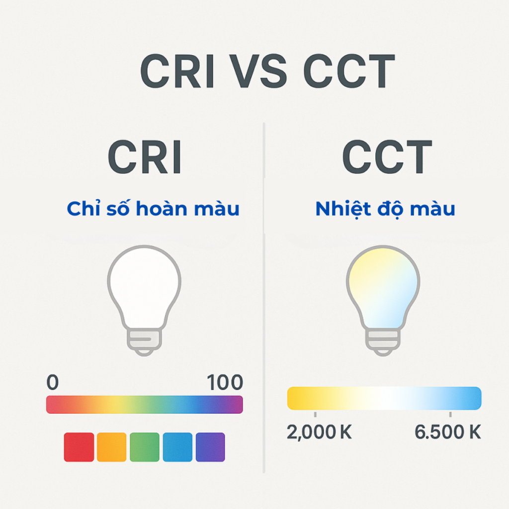 CRI và Nhiệt độ màu (Kelvin) là hai khái niệm khác nhau