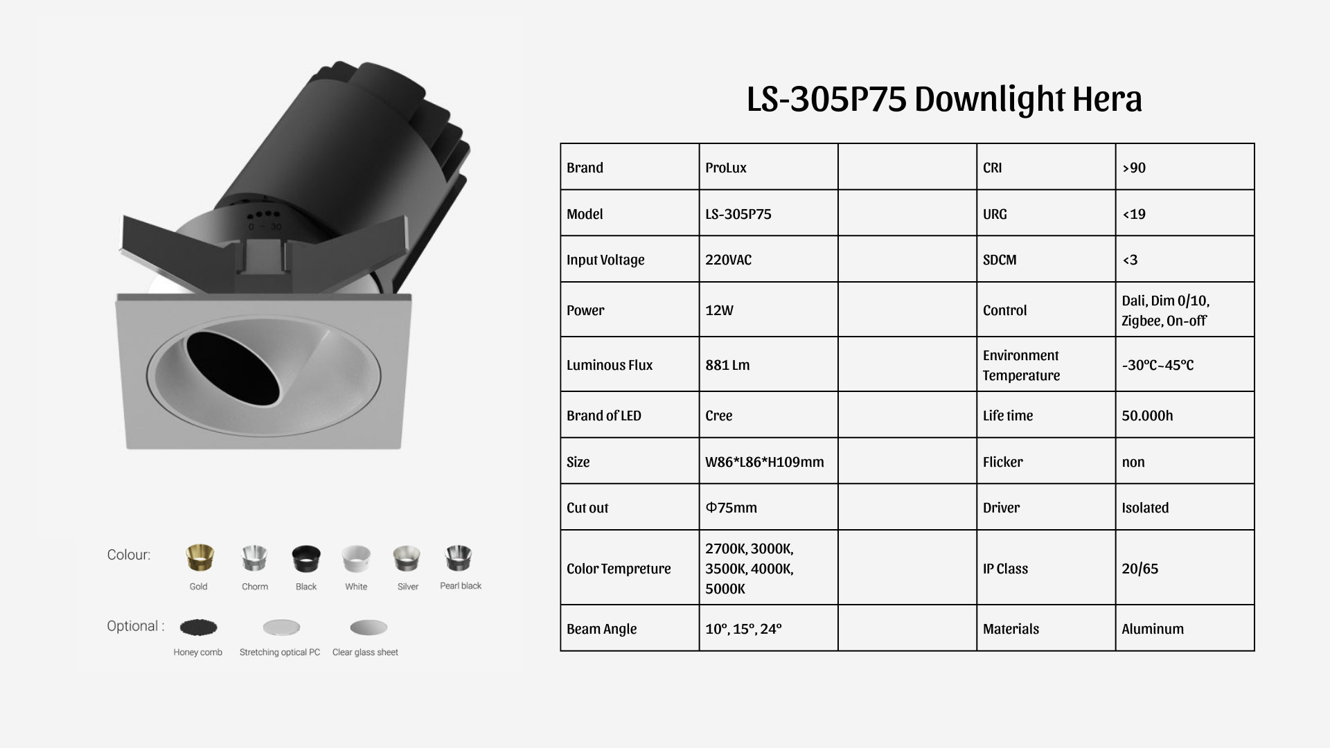 Đèn âm trần LS‑302E50 Downlight Hera